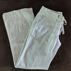 Khaki linen blend pants